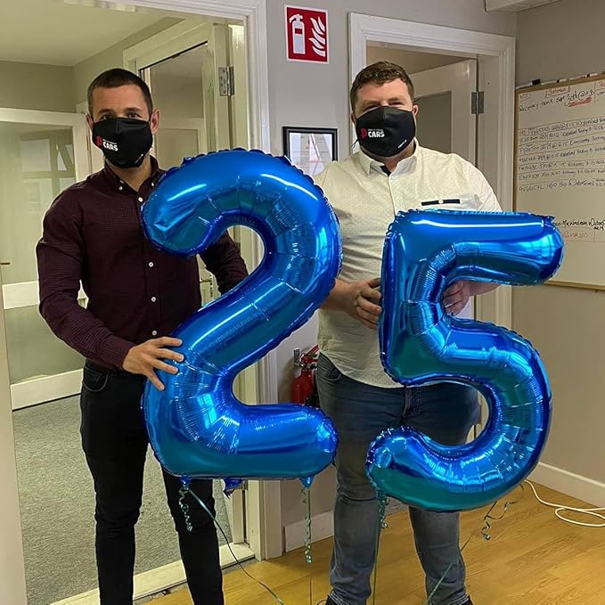 25 Balloon Number, Metallic Blue Number 25th Birthday Balloons 40 Inch, 25 or 52 Years Old Metallic Blue Birthday Decorations for Men Women, 25th Anniversary Decorations