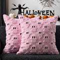 DFXSZ Halloween Pillow Covers 16x16 inch Set of 2 Pink Ghost Throw Pillow Cases Soft Plush Faux Fur Wool Couch Cushion Case for Chair Sofa Bedroom Living Room Home Decor PTK03B16