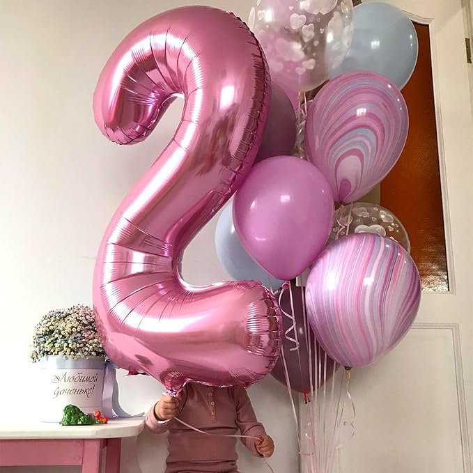 Biapian Pink 20 Balloon Number, 40 Inch Pearl Light Pink for Girls, Foil Digital Helium, Large 20th Birthday Balloons for Baby Shower Princess Party Decorations