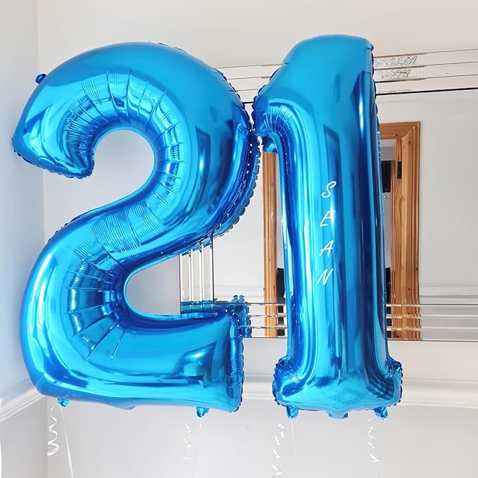 Blue 3 Balloon Number,40 Inch Number 3 Balloon Big Blue 3 Foil Mylar Helium Balloon for Birthday Party Decorations