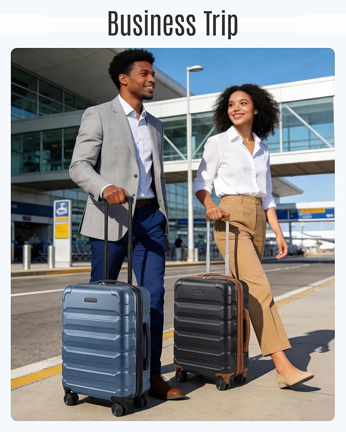 LIGHT FLIGHT Carry On Luggage 22x14x9 Airline Approved, Expandable Carry On Suitcases with Wheels, Lightweight Luggage, Durable Hard Shell 20 Inch Rolling Suit Case for Men Women Travel, Deep Green