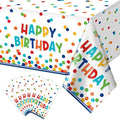 6 Pack Happy Birthday Plastic Tablecloth Decorations,Disposable Colorful Polka Dots Table Cloths,Rectangle Waterproof Table Cover for Girls Boys Birthday Baby Shower Party Decorations,54x108 Inch