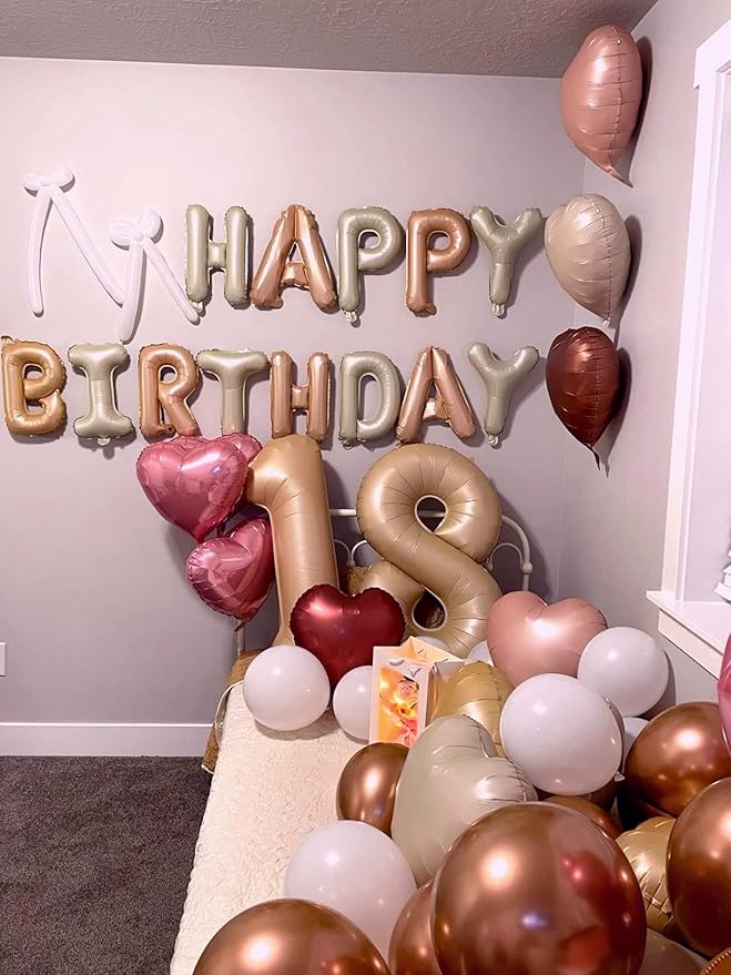 Helium Foil Light Brown Number 8 Balloon 40 Inch, Mylar Eight Numbers 8 18 28 38 48 58 80 88 Birthday Balloons, Light Brown Women Men Anniversary Graduations Party Supplies