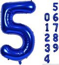 Navy Blue 5 Balloons, 40" Giant Helium Foil Number 0-9 Dark Blue Birthday Balloon for Boys, Self Inflating Digit 5 Balloons for Men Anniversary New Year Party Decorations Supplies