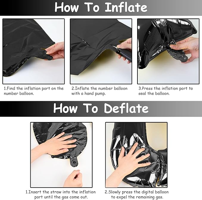 Black Number 40 Birthday Balloons, 40 Inch Large Black Mylar Foil Number 4 and 0 Balloons for Women, 40th Birthday Balloons for 40 Year Old Birthday Anniversary Party Decorations Supplies