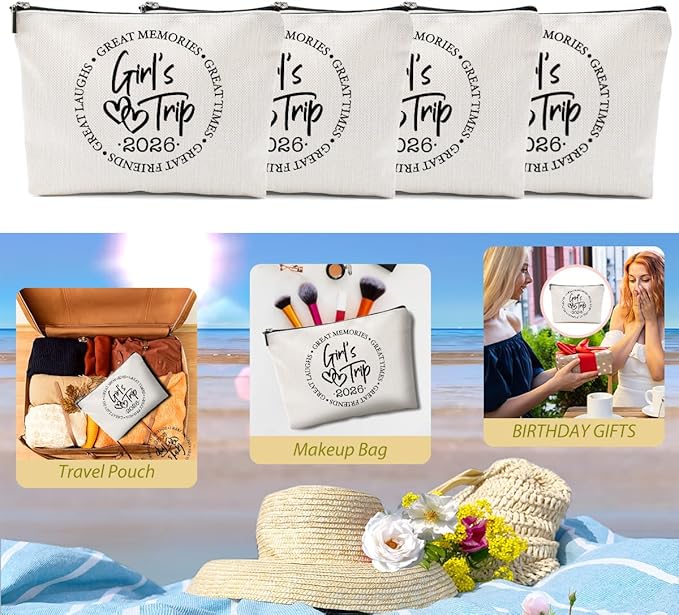1 Pcs 3 Pcs 4 Pcs Makeup Bag, Girls Trip Gifts Favors Girls Weekend Gifts, Friendship Gifts for Women Bestie Bride