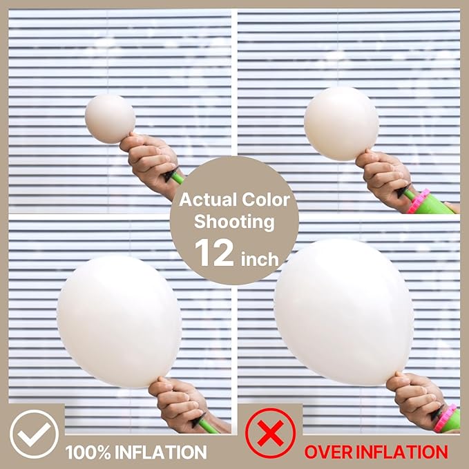 PartyWoo White Sand Balloons 50 pcs 12 Inch Beige Cream Ivory Latex Balloons for Wedding Bridal Graduation Baby Shower Gender Reveal Safari Birthday Party Decorations White-F12