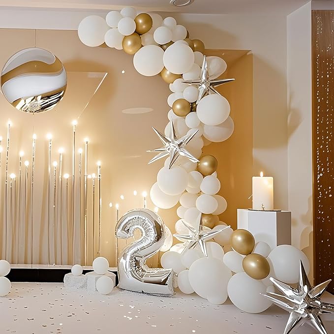 White Balloons Birthday Decorations 160 Pack 5 inch Round Ballons for White Themed Wedding Graduation Birthday Party Backdrop 4th of July Decorations Independence Day