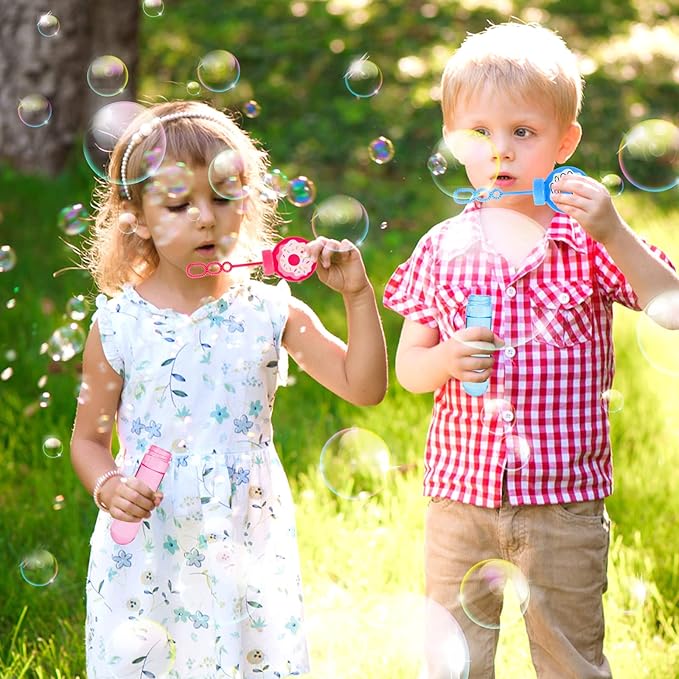 Winrayk Donut Bubble Wands for Kids Party Favors, 24 Large Bubbles Bulk, Carnival Prizes Easter Goody Bag Stuffers Pinata Filler Birthday Gift, Girls Boys Summer Beach Outdoor Toys Donut Party Favors