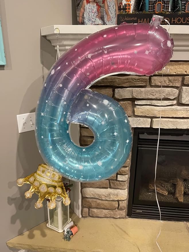 Number 6 Balloon 40 Inch, 6th Birthday Balloon for Boy Girl, Pink Purple Blue 16 60 61 65 Numbers Balloons Birthday Party Wedding Events Decorations