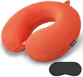 Orange Memory Foam Velvet Travel Neck Pillow for Airplane Car Train