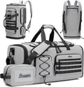 Bosstin Gym Bag for Men & Women,45L Travel Duffle Sports Duffel Bag Gym Weekender Overnight Backpack with Shoe Compartment (GREY CHECKERED)