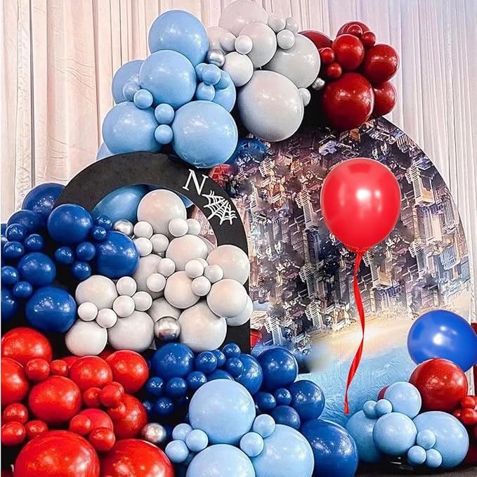 Blue Red White Balloons Arch Garland Kit, 147 Pcs Royal Blue Red White Confetti Blue Red Balloon for Graduation Birthday Party Baby Shower Wedding Decorations