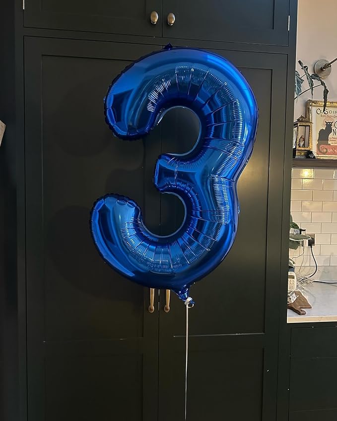 40 Inch Night Blue Number 4 Balloon, Giant 4 Number Balloons for 4th Birthday Decorations, Party Supplies for Baby Boy Girl, Night Blue Party Decor