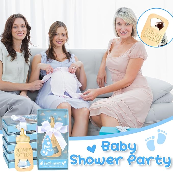 50Packs Poppin Bottle Openers for Baby Shower Favors,Gifts,Decorations and Souvenirs (Blue, 50)