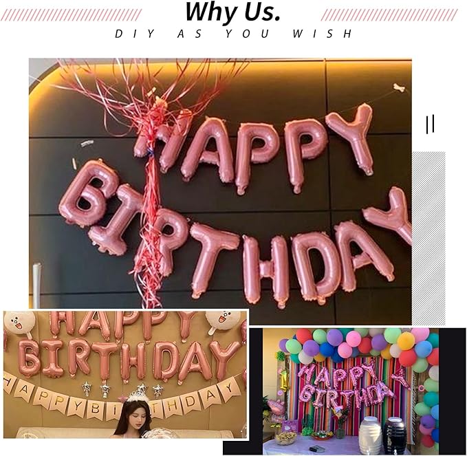 [26 Pcs] 16" Letter Pink Foil Balloons A-Z set, Mylar Aluminum Hanging Alphabet for Valentine's day Romance Mother's day Wedding Graduation Birthday Party Decorations New Year eve