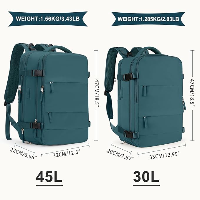 coowoz Large Travel Backpack For Women Men, Carry On Backpack,Hiking Backpack Waterproof Outdoor Sports Rucksack Casual Daypack Expandable Heavy Duty Extra large Backpack Peacock Blue