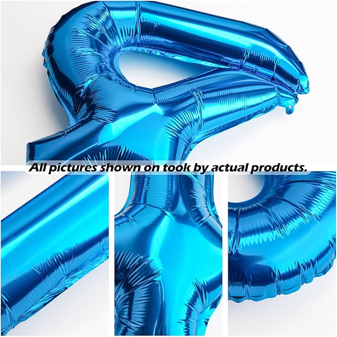 [10] 16" Number Blue Foil Balloons 0-9 set, Mylar Aluminum Hanging Numbers for Graduation Birthday Party Decorations Christmas New Year eve (10 Pcs)