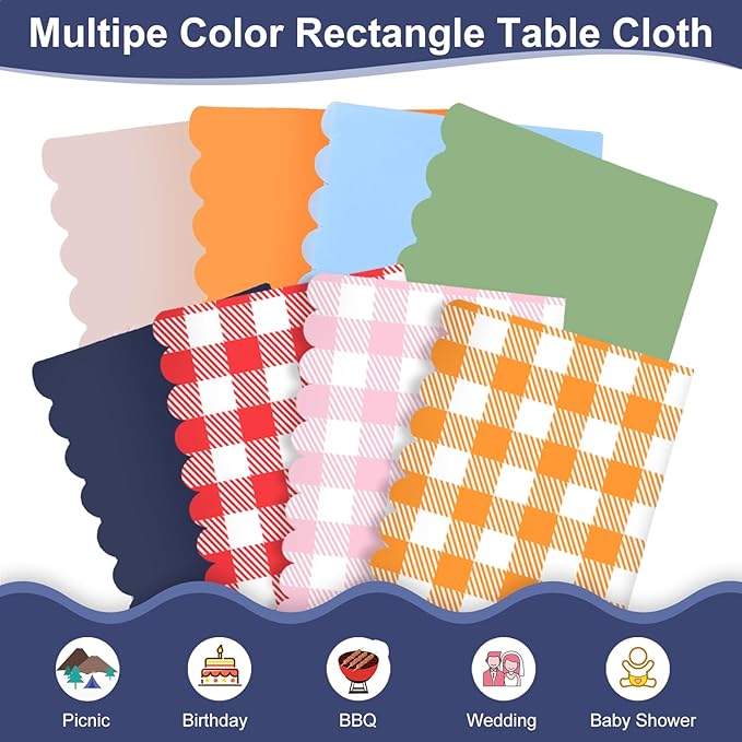 3 Pack Plastic Navy Blue Tablecloth, 54 X 108 Inch Graduation Scalloped Table Cloth for Rectangle Table Disposable Spring Tablecloth for BBQ Picnic Birthday Dinner Holiday Graduation Celebration Party