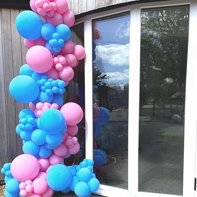 Gender Reveal Balloons, 12 Inch Pink Blue Latex Balloon, Baby Pink and Light Blue Party Helium Balloons for Boys or Girls Baby Shower Gender Reveal Party Decorations Birthday Wedding Supplies