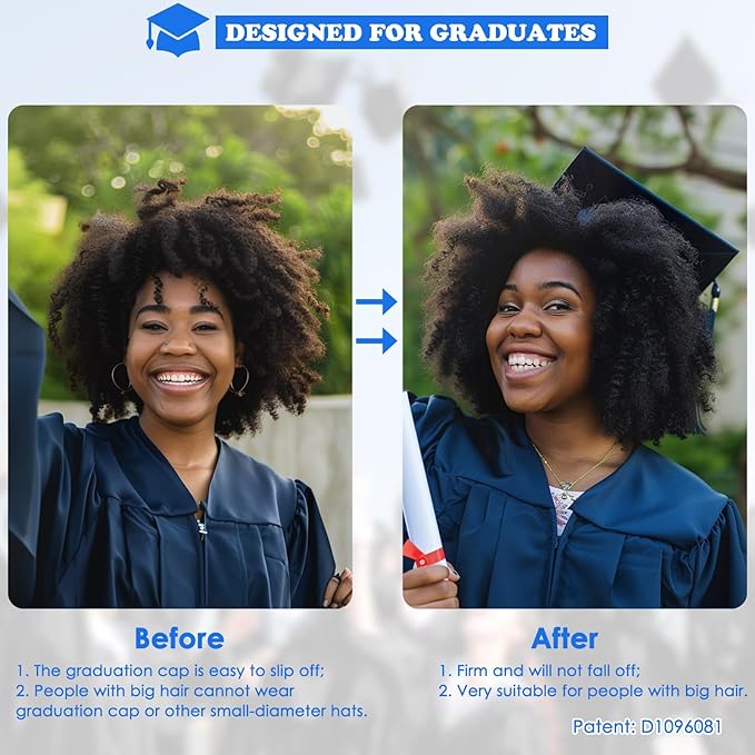 2 Pcs Graduation Cap Headband, Firm Anti-fall Hair Band for Graduation Cap, Graduation Gifts Hat Accessories for Graduates, Students, Women(Clear)