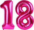 Hot Pink Number 18 Balloons 40 inch, 18 Number Balloons, 18th Birthday Decorations, 18 Year Old Women Hot Pink Party Supplies