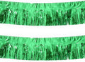 Green Foil Fringe Garland 10FT 2packs, Metallic Foil Tinsel Fringe Banners for Parade Float Decorations Wedding, Birthday Party Graduation (Two Green)