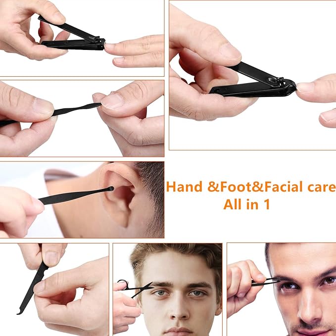 Manicure set Men Personal Care Tools Accessories Finger and Toe Nail Clippers Set Professional Manicure Pedicure Kit With Travel Case Nail Grooming Kit Gifts for Men Women Father Mother