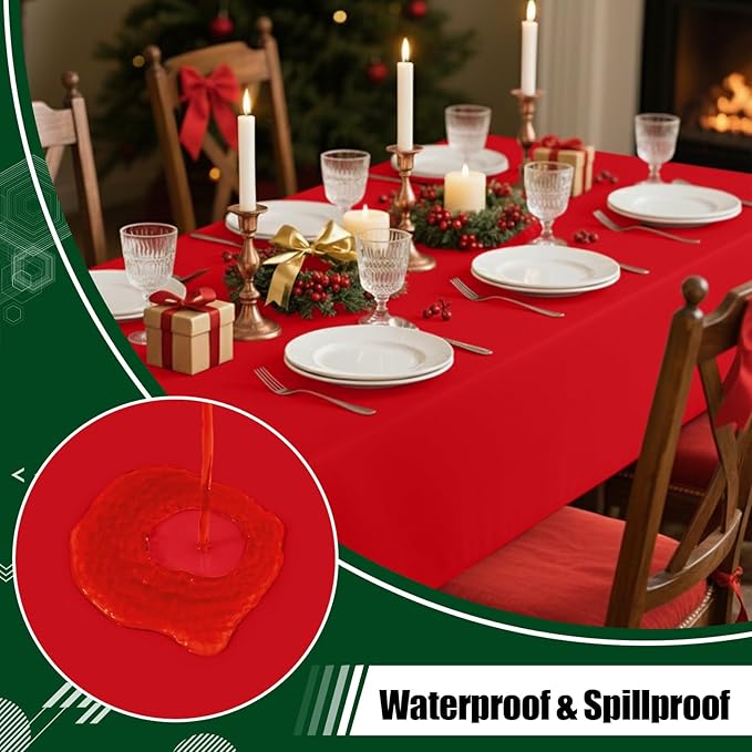 Smiry Disposable Table Cloth - 10 Pack, 54 x 108 Inch Waterproof Rectangle Tablecloths for Parties, Decorative Plastic Table Cover, Leakproof & Sturdy, Red