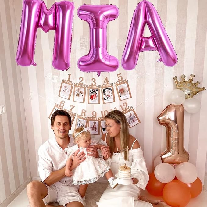 TONIFUL 40 Inch Large Rose Red Letter A Balloons Giant Alphabet Hot Pink Letter Balloons,Foil Mylar Big Balloons for Birthday Party Anniversary Supplies Decorations