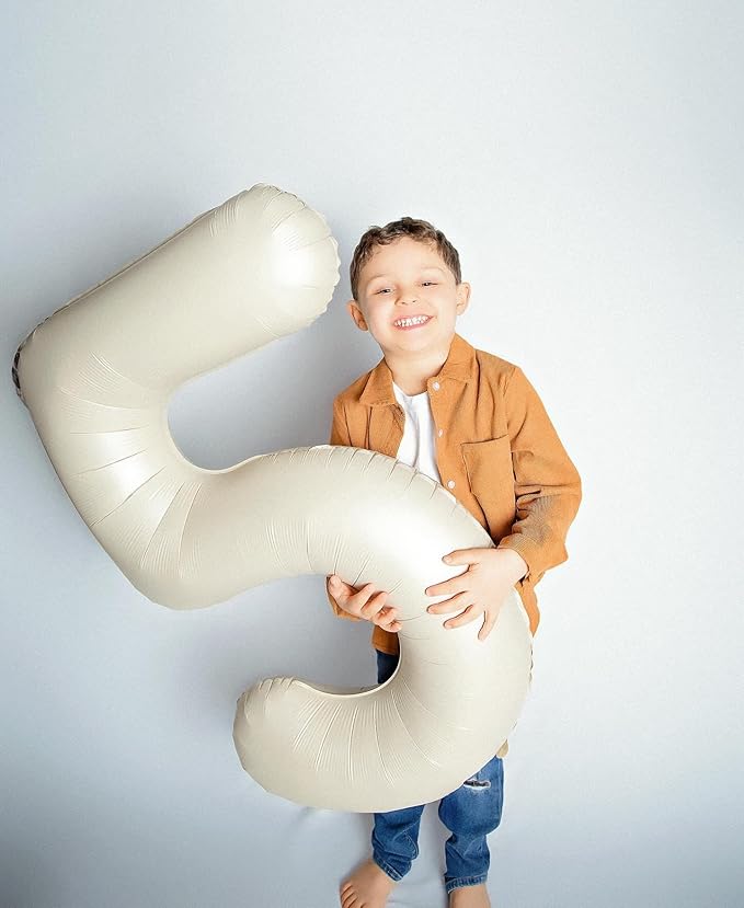 Cream Number 7 Balloon 40 Inch, 7 Balloon Number, 7th Birthday Decorations, Cream Party Supplies for Boys Girls