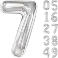Silver Number 7 Birthday Balloon 40 Inch, Digital Balloons for 7 17 27 70 77 Party Celebration Decorations Supplies, Mylar Foil Numbers Balloon for Seven Wedding Anniversary