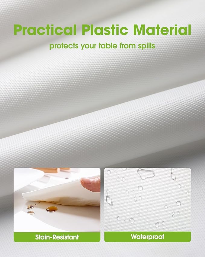 Pureegg Plastic Table Cloth Disposable 8 Pack, 54 x 108 Inch Table Cloths, Party, Picnic, Wedding, Decorative Tablecloths, Rectangle, White Plastic Cover, Leakproof & Sturdy, White