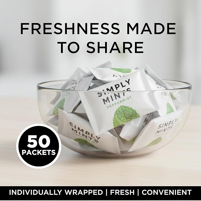 SIMPLY Peppermint Breath Mints, Individually Wrapped Breath Mints in Bulk, 500 Packets (2 per Packet), | Perfect for Office, School, Travel, Party Favors, Restaurants & Hospitality