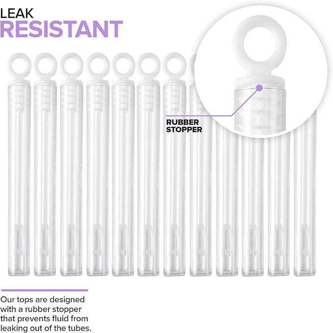 Wedding Bubbles Bulk - White Circle Top Wands (100 Count) Individual Mini Bubble Wand Favors for Weddings, Celebration Party Favor for Guests - Stock Your Home