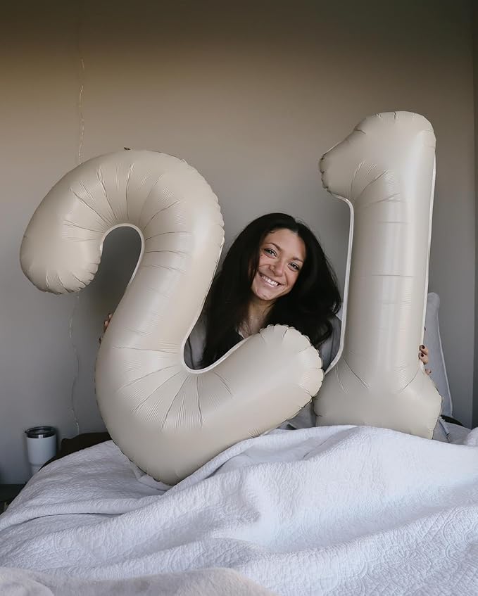 40 Inch Cream Number 9 Balloon, Giant 9 Number Balloons for 9th Birthday Decorations, Party Supplies for Baby Boy Girl, Cream Party Decor