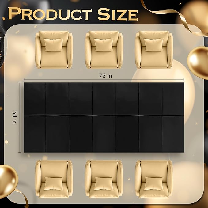 8pcs Black Foil Tablecloth 54 * 72inch Birthday Graduation Halloween Party Table Cloths Plastic Waterproof Disposable Table Cover for Halloween Neon Anniversary Party Supplies