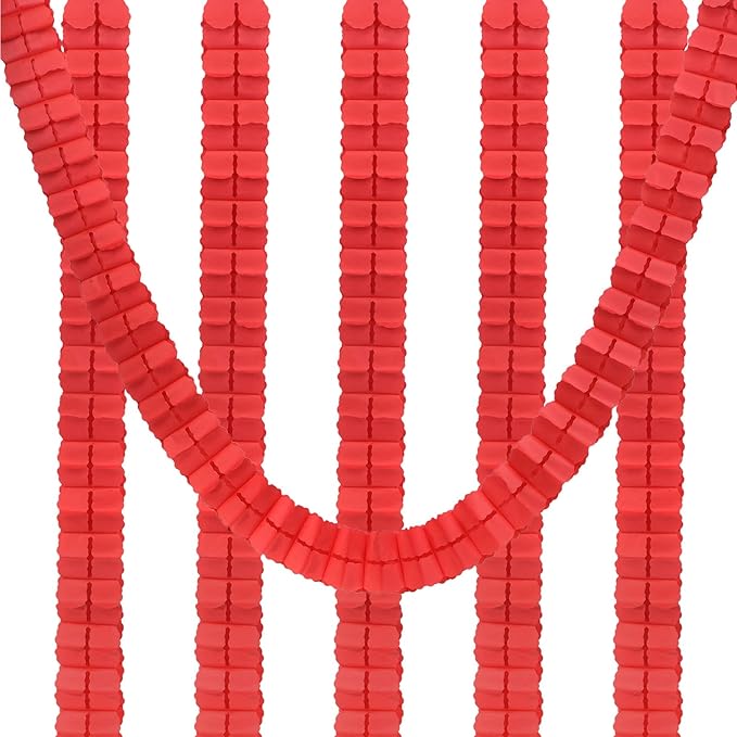 PATIKIL 9.8ft Four-Leaf Garland, 6 Pack Tissue Paper Hanging Flower Garland Reusable Streamers for Party Wedding Backdrop Decorations, Red