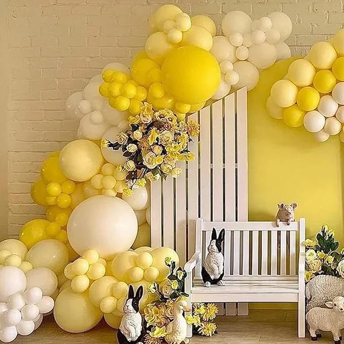 90pack Pastel Yellow Balloons Different Size 18/12/10/5 Inch Pastel Yellow Balloon Garland Arch Kit for Graduation, Wedding, Birthday, Princess, Baby Shower, Anniversary Party Decorations