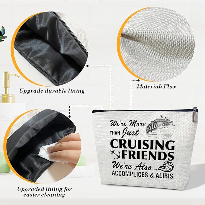 Funny Cruise Makeup Gift Bag, Cruise Lover Summer Vacation Gift, Toiletry Travel Cosmetic Bags With Zipper Organizer For Women Girl Mom Sister Friend