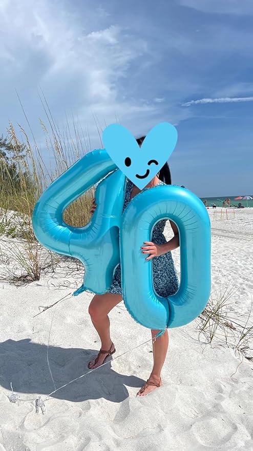 4 Balloon Number Large, 40 Inch Foil 4 Balloons for Birthday Party Decoration, Light Blue Number 4 Ballon for 4, 14, 24, 40 Celebration, Birthday, Christmas, Anniversary Decor