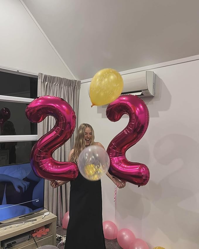 40 Inch Hot Pink Number 2 Balloon, Giant 2 Number Balloons for 2nd Birthday Decorations, Party Supplies for Baby Boy Girl, Hot Pink Party Decor