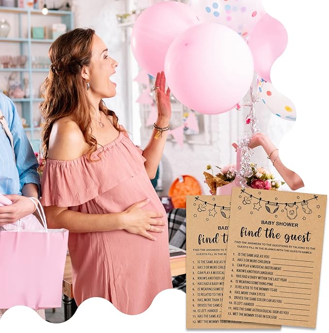 Kraft Baby Shower Game Cards - Find the Guest, Set of 30, Gender Reveal & Party Activities
