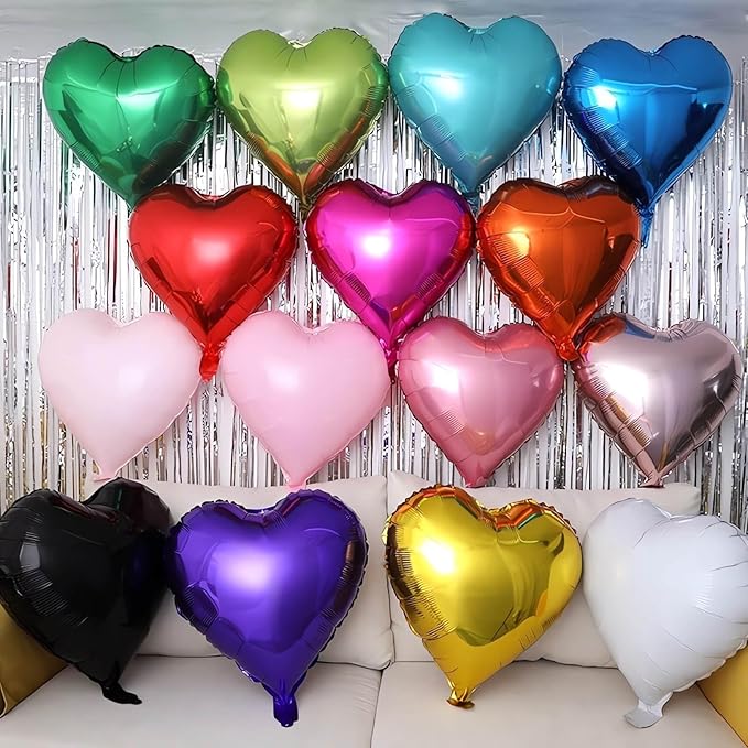 Hot Pink Heart Shaped balloons Pack of 10,18 Inch Vibrant Pink Love Valentine Balloons Heart Romantic Balloons For Valentines Day Propose Marriage Wedding Bridal Shower Engagement Party Decorations