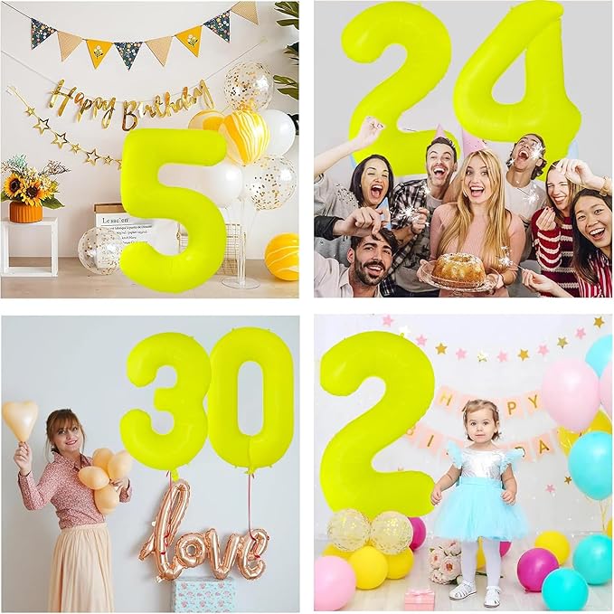 Fluorescent Yellow Number Balloon 40 inch Giant Foil Helium Balloons Yellow Number 8 Balloon for 8th Birthday Party Decorations