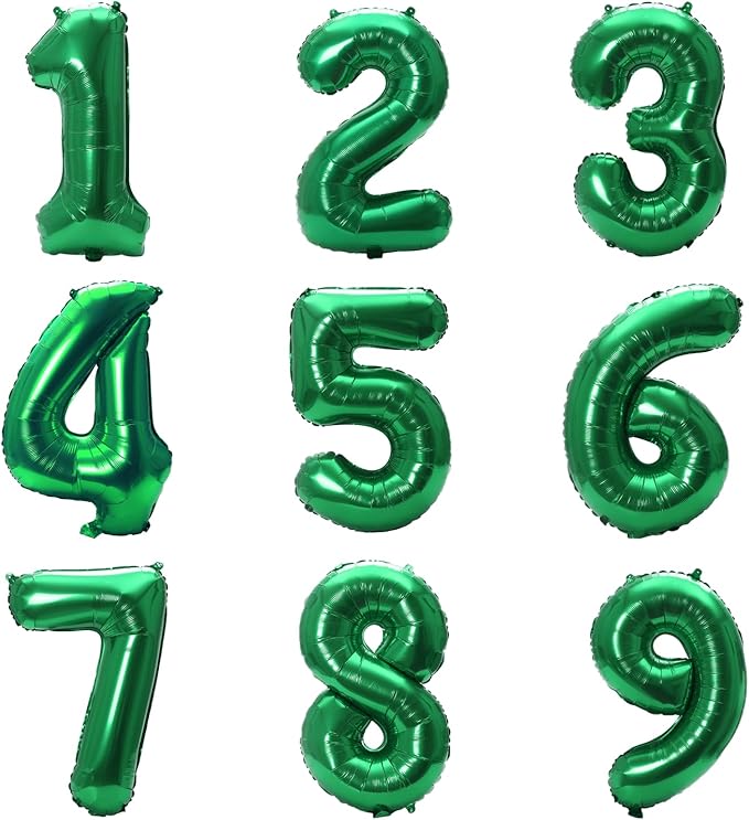 YPSelected 32 Inch Large Foil Helium Number Balloon Birthday Wedding Party 0-9 (Green, 0)