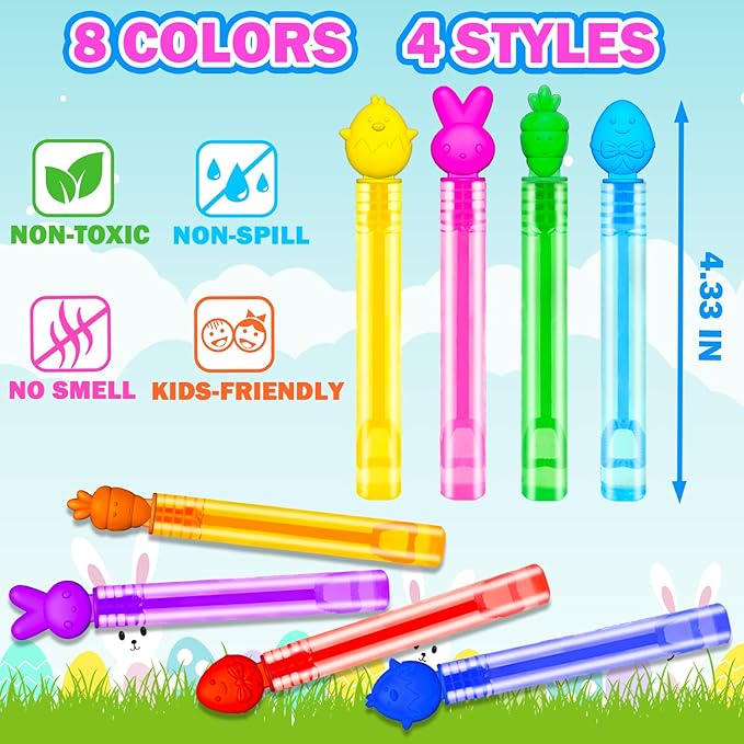 36 Pack Easter Basket Goodie Bag Stuffers Fillers for Toddlers, Mini Spring Bunny Egg Bubbles Toys Gifts Prize for Kids, Easter Party Favor Supplies for Boy Girl, Small Non Candy Classroom Treat Stuff