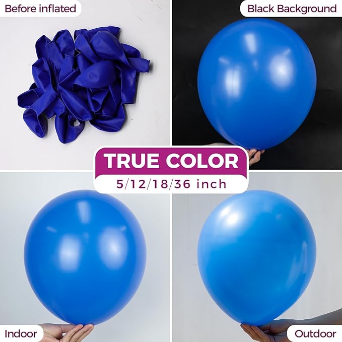 Bezente Royal Blue Latex Party Balloons - 150 Pack 5 inch Matte Small Blue Helium Balloons for Birthday Bridal Shower Graduation Baseball Nautical Party Decorations