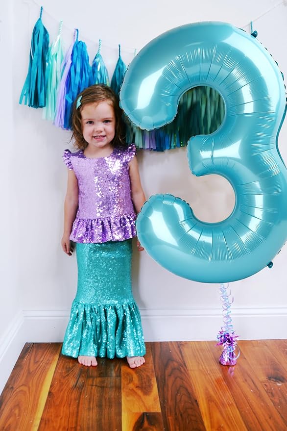 40 Inch Pearl Blue Numbers 9 Balloon, Balloons Decorations for 9 19 90 Birthday Party, Engagement, Wedding, Graduations, Photo Shoot Supplies