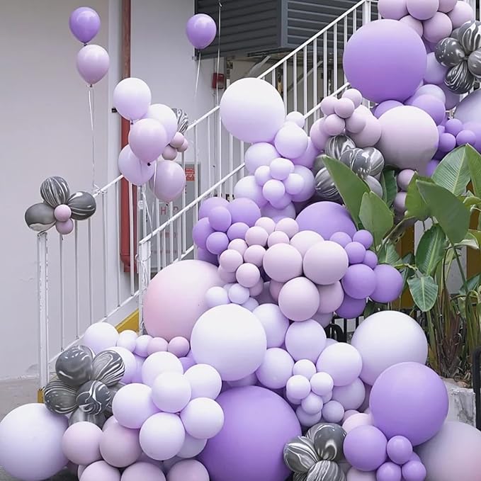 130pcs Pastel Purple Balloons Different Sizes 18" 12" 10" 5" Light Purple Latex Balloon Garland Arch Kit for Birthday Baby Shower Graduation Wedding Gender Reveal Party Decorations